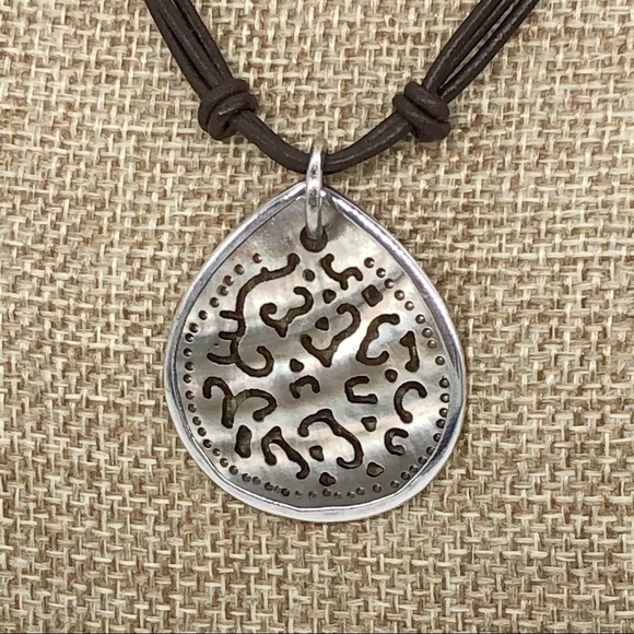 SILPADA Shell, Silver & Leather Necklace N1446 - Picture 2 of 8